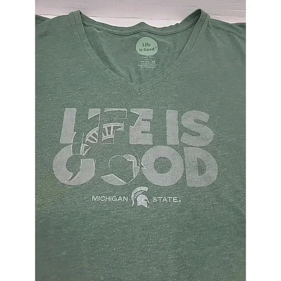 Life is Good Cool Tee Classic Fit Women's XL Michigan State University V Neck - Picture 5 of 7